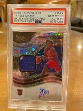 2020-21 Select Disco Prizm Auto Jersey Tyrese Maxey PSA 10 DNA 10 #RJA-MAX