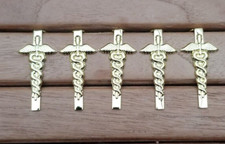 5  GOLD PLATED CADUCESS  SLIMLINE CLIP + 5 SLIMLINE PENS WOODTURNING PROJECT KIT