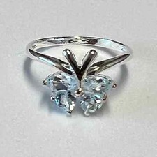 Vintage Women's London Blue Topaz Silver Gemstone Ring Size 7 3/4 Gem14
