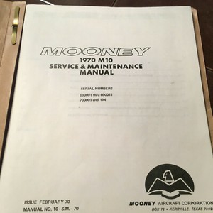 1970 Mooney M10 Service & Maintenance Manual