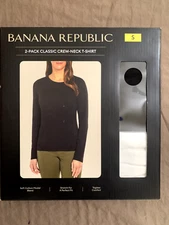 Banana Republic Women's Long Sleeve 2-Pack Classic Crew-Neck T-Shirt S M XL NWT