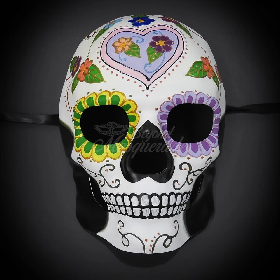 Day of the Dead Full Face Skull Skeleton Head Halloween Costume Masquerade Mask - Image 2 of 4