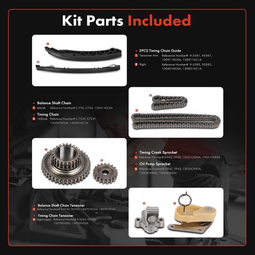 8Pcs New Engine Timing Chain Kit for Nissan Juke 2011-2013 Sentra 2013-2018 1.6L - Picture 2 of 8