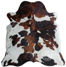 Real Cowhide Rug Tricolor - Size 6 x 6-7’