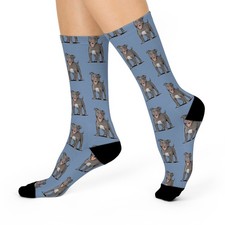 Calcetines Pitbull Crew, Azul y Gris Pit Bull Perro Cachorro Novedad Regalos, Unisex Pittie