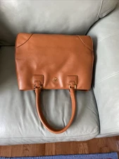 Authentic TORY BURCH Brown Leather Large Handbag Tote W:15.5”x H:11.25” Read