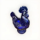 Cobalt Blue Glass Depression Style Rooster Chicken Candy Dish Nest Bowl