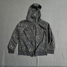 Cat  Jack Youth Medium Full Zip Hoodie Black With Gold Stars