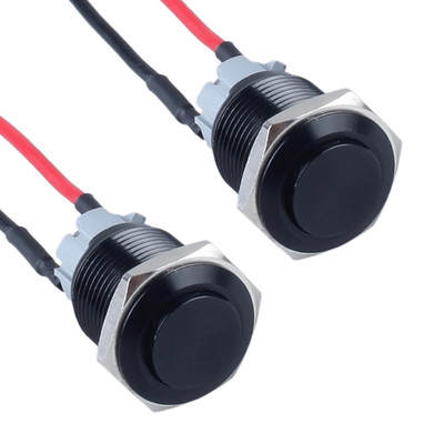 2Pcs 19Mm Latching Metal Push Button Switch High round Head Aluminium Shell