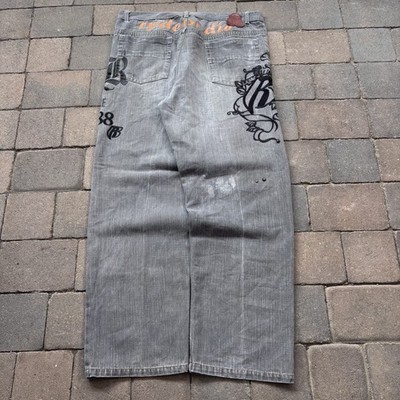 Vintage Ruff Ryder Jeans Mens 38x34 Gray Baggy Hip Hop Grunge Skater Loose Y2K