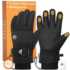 Mens Winter Gloves Waterproof, Extreme Cold Weather for Adult-M, Black