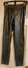 Old Navy Black Faux Leather Front Stretch Back Skinny Leg Pants Women Size SMALL
