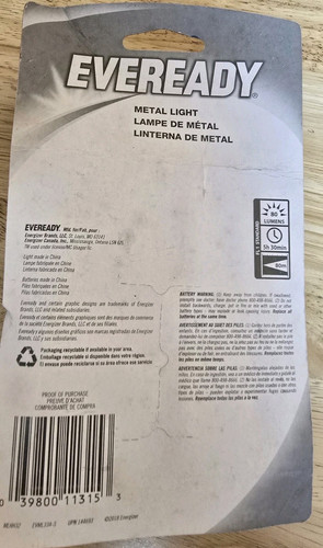 Eveready 80 Lumens Flashlight New In Packaging - Picture 3 of 4