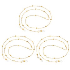 Eye Glasses Holders Around Neck, Gold Metal Beads Glasses Chain, 3 Pcs