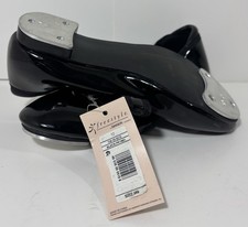 NWB FREESTYLE BY DANSKIN GIRLS YOUTH SZ 12 TAP DANCE SHOES BLACK PATENT LEATHER