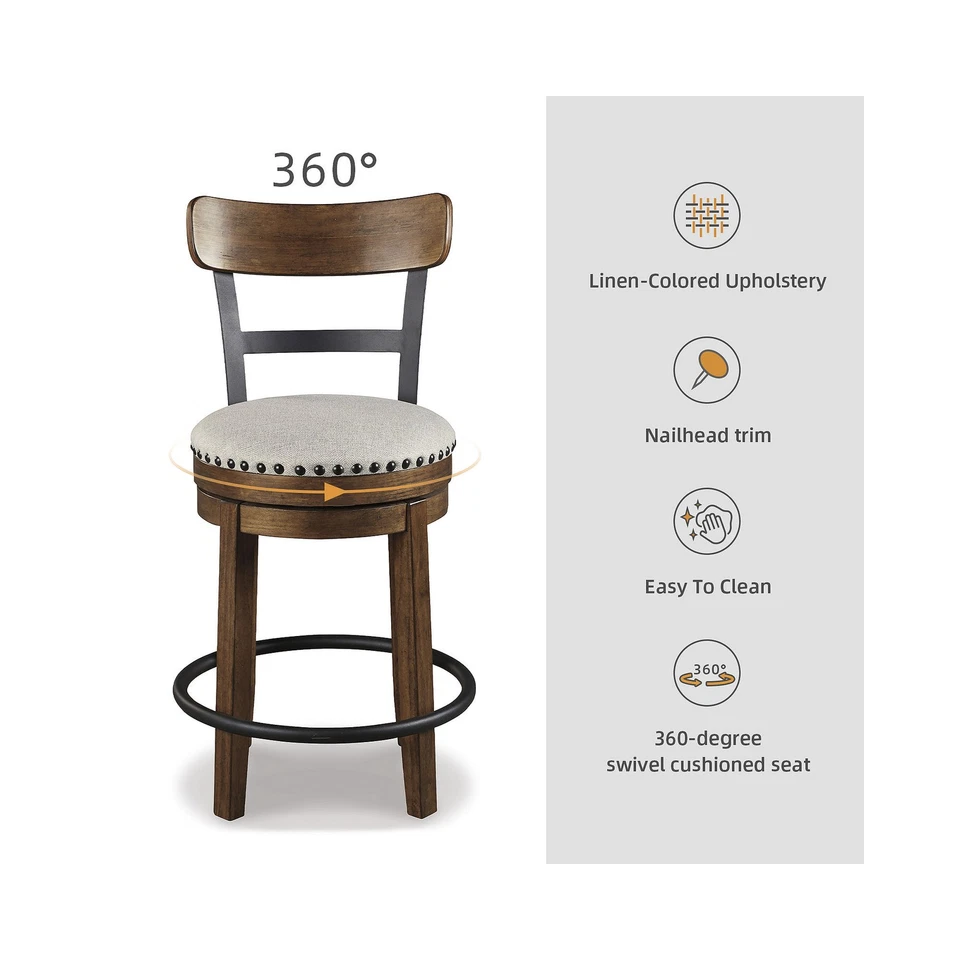 Taburete de mostrador giratorio Signature Design by Ashley Valebeck 25" en marrón Foto 3 de 4