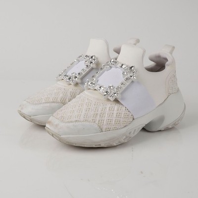 Roger Vivier Sneaker weiß Strass Schnalle 157312088 [U]