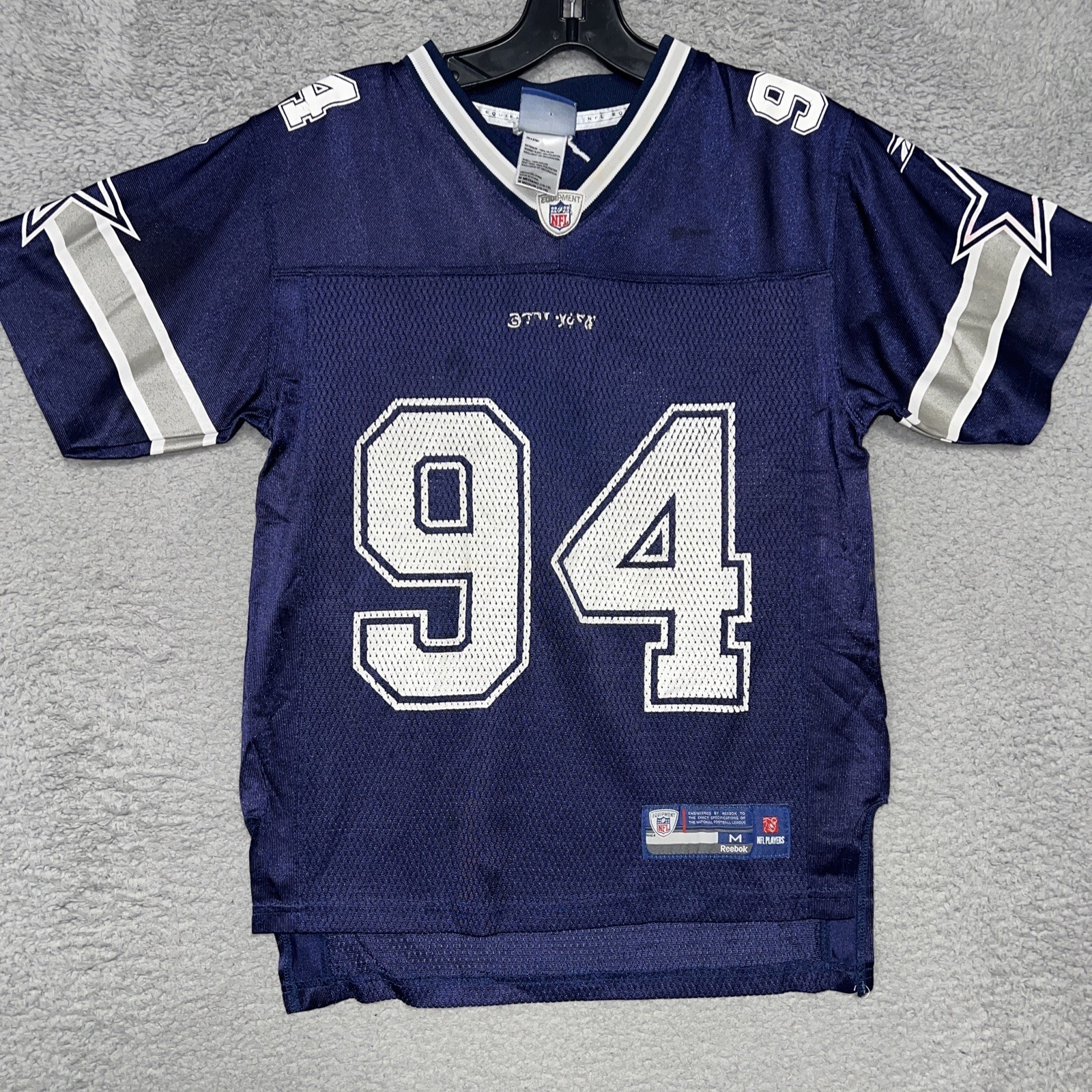 VTG Reebok On Field Jersey Demarcus Ware Youth Sz M #94 Blue Dallas Cowboys NFL