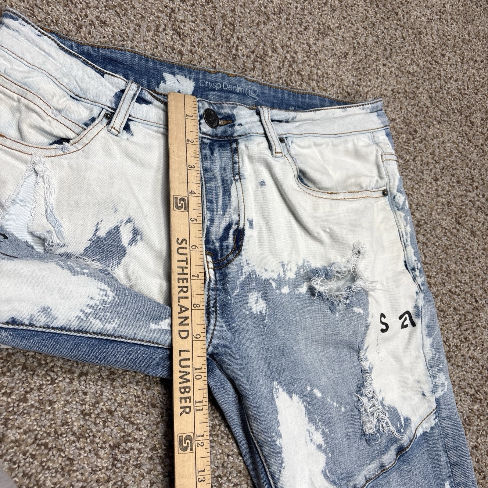 Crysp Distressed Skinny Jeans Men’s 32 X 30.5 Blue Stretch Denim Distressed - View 10