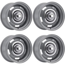 Set Of 4 Vision Rally 55 15x7 6x5.5 6mm Dark Silver Wheels Rims With Caps