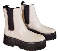 Marc Fisher Pauline Chelsea Platform White Leather Boots Women s Size US 6.5 M
