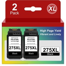 2 Pack PG-275XL Black Ink Cartridge compatible with Canon Pixma TR4700 TR4722