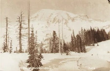 Mt. Rainier Winter Scene National Park Washington 1930s RPPC Postcardt