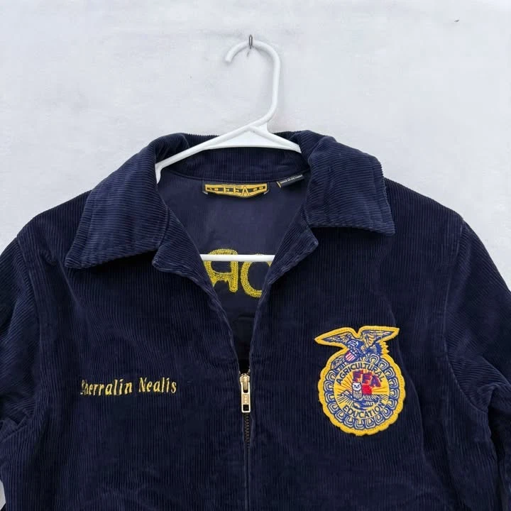 Chaqueta FFA Para Hombre Talla 34 Azul Cremallera Completa Pana Florida Cornerstone Christian Foto 3 de 4