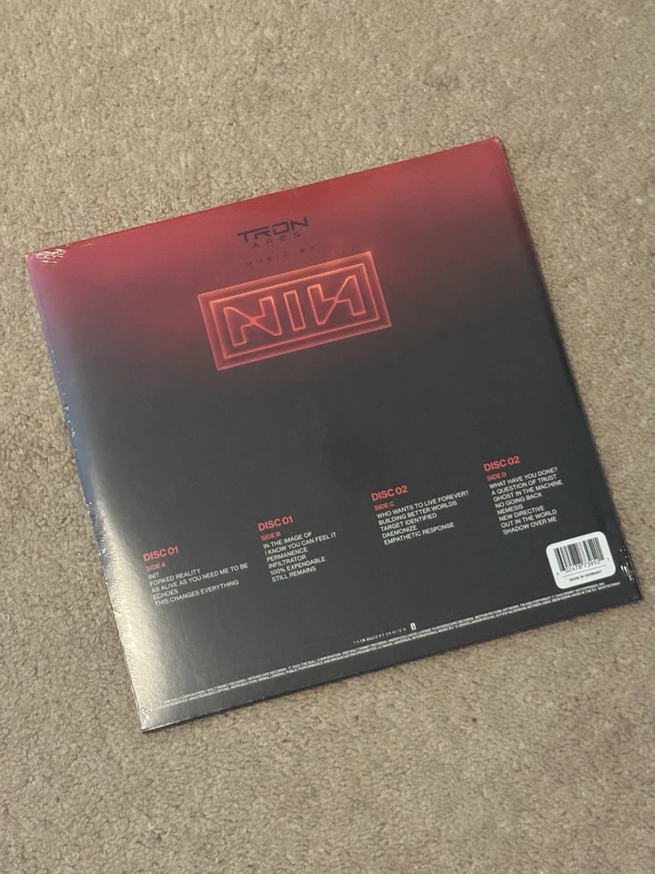 NINE INCH NAILS TRON ARES 2LP VINYL IMPORT TRANSLUCENT RED SOUNDTRACK HYPE STICK - Image 2 of 3