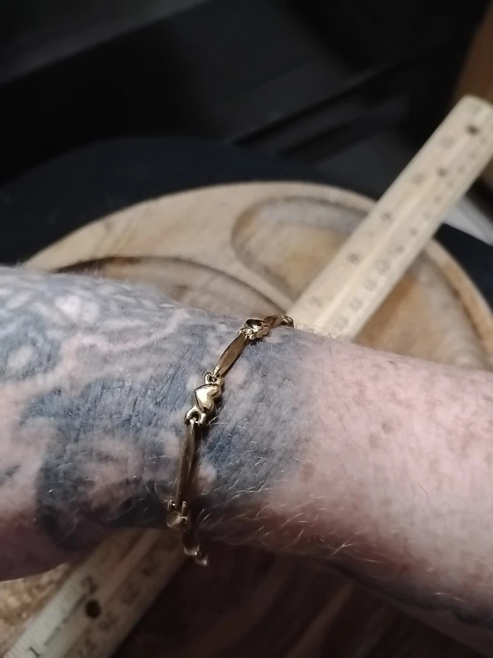 10K золотой браслет сердце и слиток ссылка красивый кусок - Изображение 3 из 4