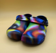 Crocs Bistro Clog Tie Dye Work Black Anti-Slip Non Slip Rainbow Mens 6 Womens 8
