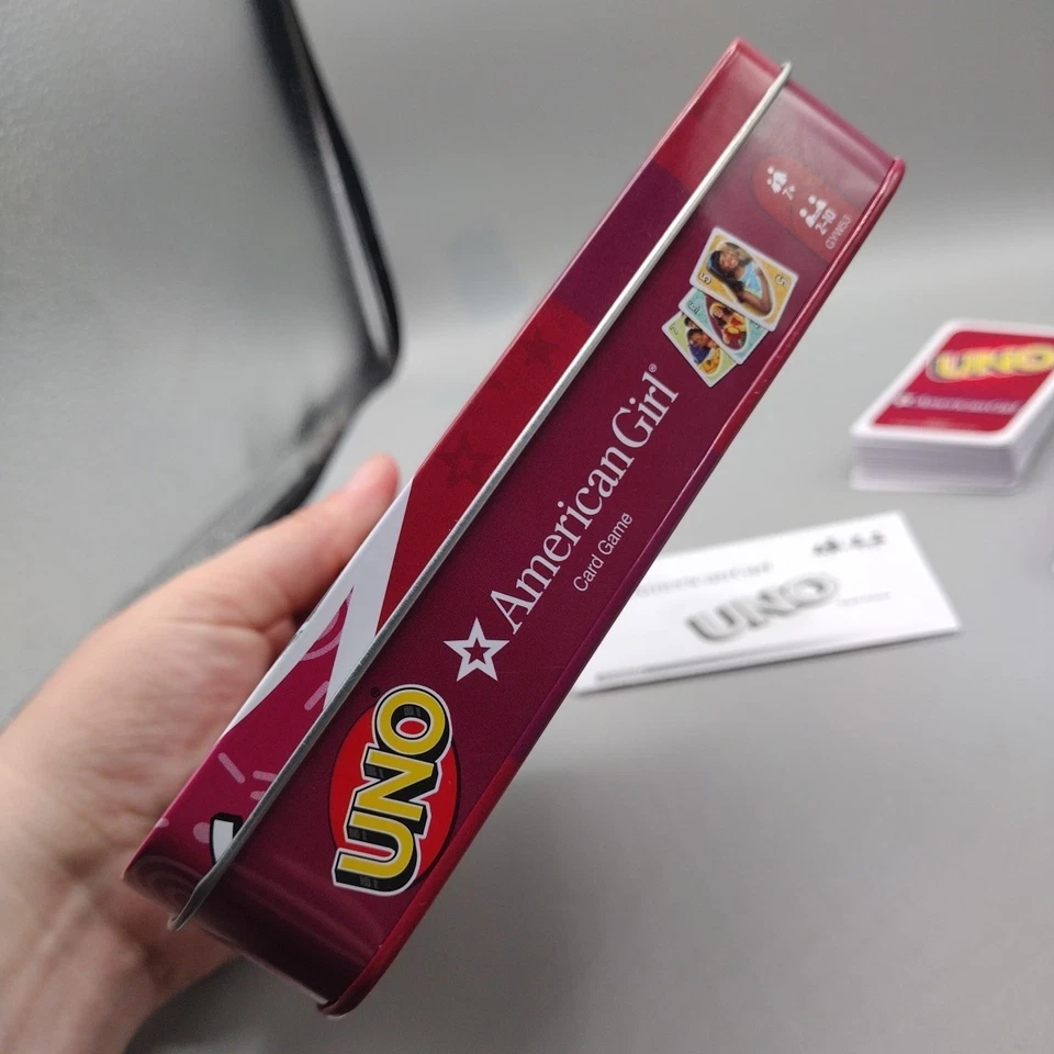 American Girl Uno Card Game in Tin Julie Courtney Nanea Melody **Missing 2 Cards - Image 3 of 4