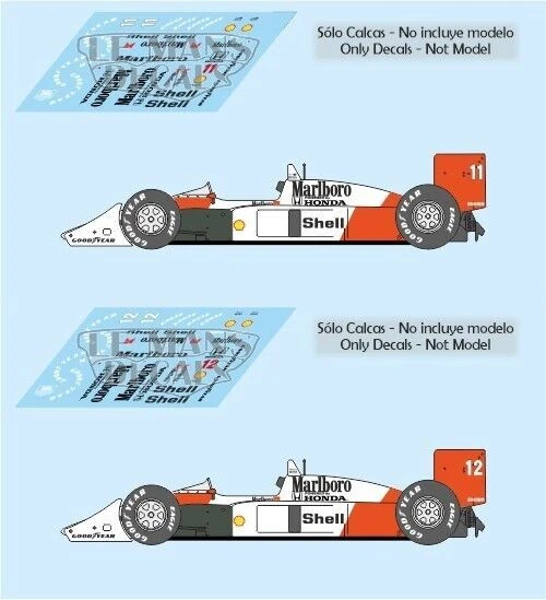 STICKERS LE MANS Décal McLaren MP4 / 4 Japon GP 1988 1:32 1:43 1:24 1:18 F1 Senna Prost...
