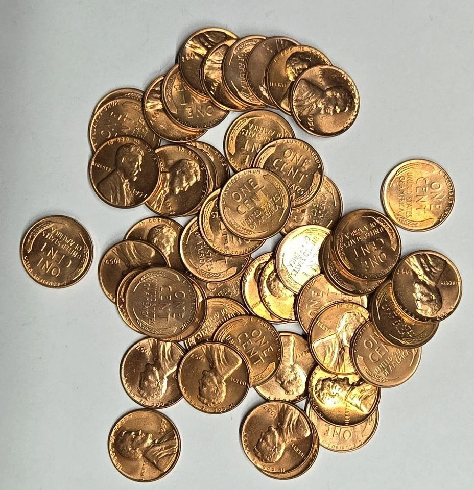 1957 P Lincoln Wheat Penny Roll Red BU Cent Brilliant Uncirculated Coin #A271 - Image 3 of 4