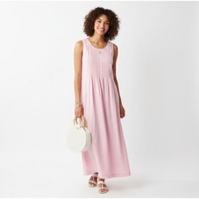 CHADWICKS OF BOSTON Linen Dress Midi Maxi Mint Long Linen Pintuck Sleeveless