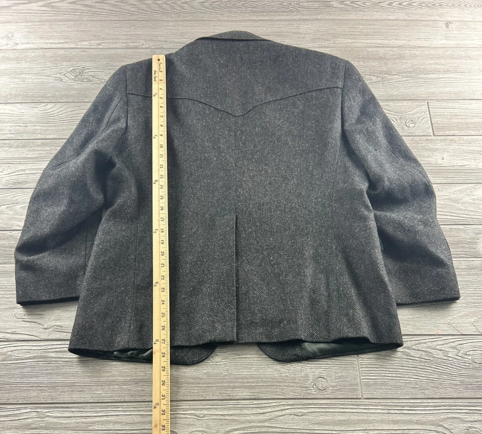 Abrigo Deportivo Chaqueta De Tweed Occidental Negra Warren Sewell Para Hombres EE. UU. 42 S Foto 4 de 4