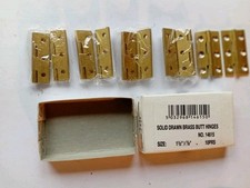 10 x Brass Hinges Butt Solid Quality For Small Cabinet Cupboard