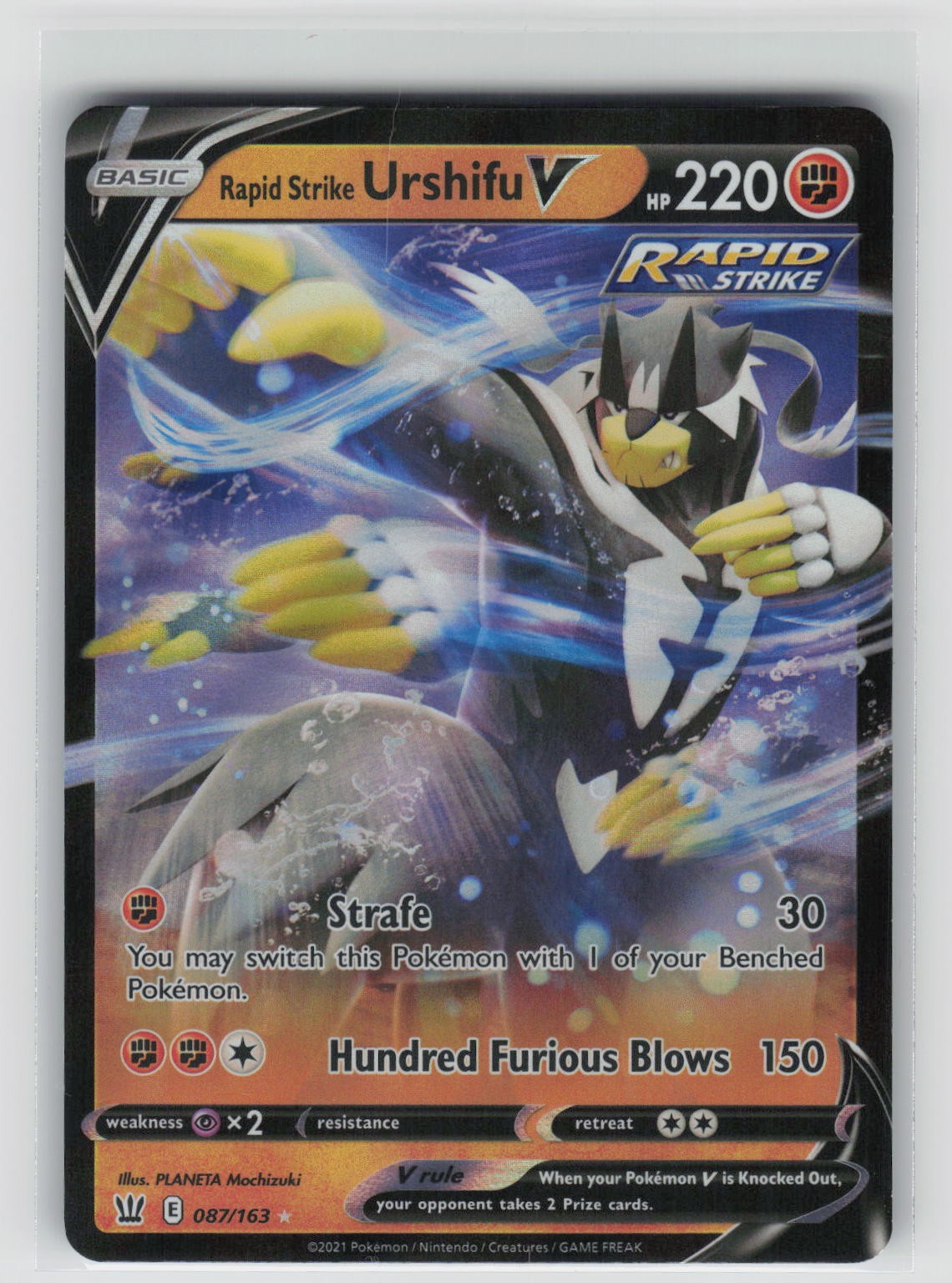 Rapid Strike Urshifu V 087/163 Holo V Rare Battle Styles Pokemon Near Mint