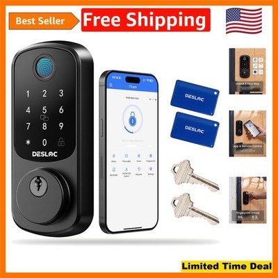 Water-Resistant Smart Deadbolt B200: Fingerprint Lock & Voice Control Compatible