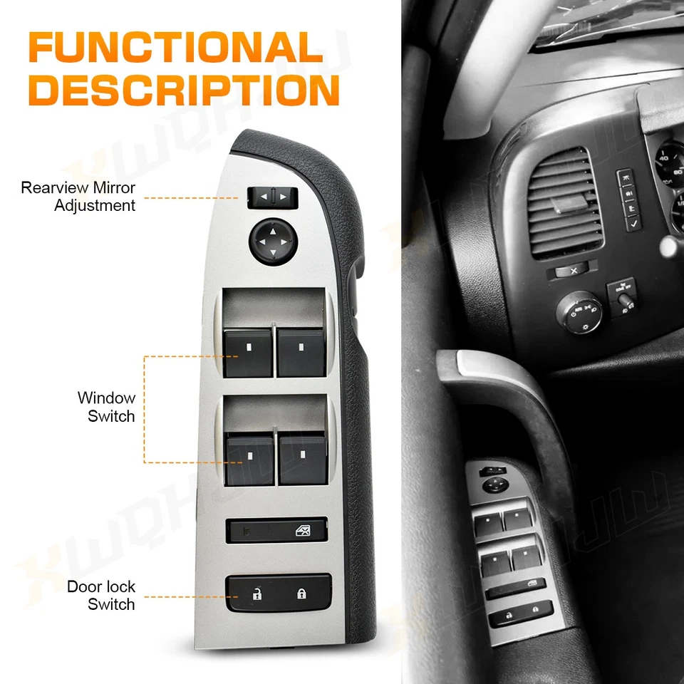 Compatível com 2010-2014 GMC Sierra 3500 HD 22968506 conjunto de interruptor de janela - Imagem 3 de 4
