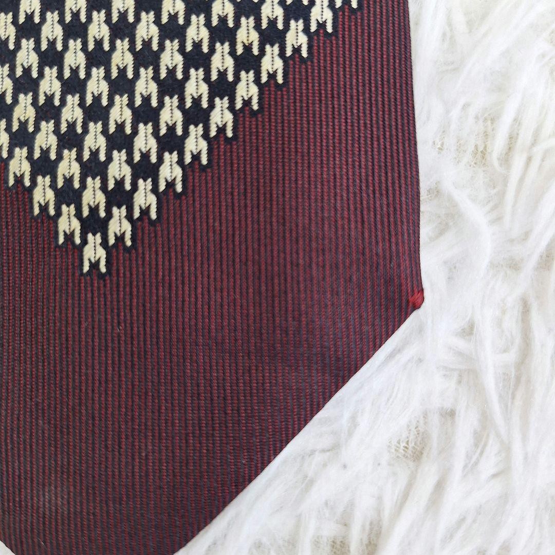 USED Tie ◎BALENCIAGA Tie Houndstooth BB Pattern Bordeaux Japan thumbnail 7