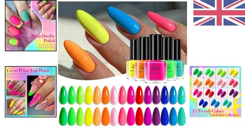 15 Farben Neon Nagellack Set - schnelltrocknend & langlebig, perfektes Frühlingsgeschenk - Bild 2 von 11