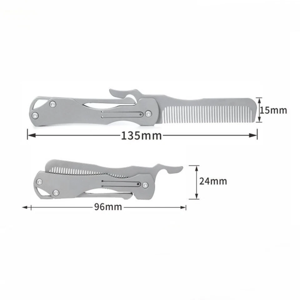 Titanium Comb Folding for Beard Shaving Hair Style EDC Pocket Carry Keychain - Image 4 of 4