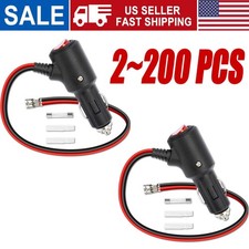 12-24V Fused LED Car Cigarette Lighter Plug Socket Cable Adapter w/ Switch Lot