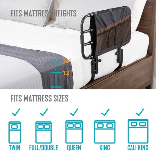 EZ Adjust Bed Rail, Adjustable Senior Bedrail and Safety Assist Railing 1619ER10 - Picture 4 of 7
