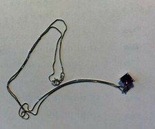 14k white gold amethyst princess cut necklace with 18" chain
