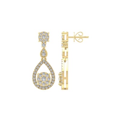 14k Gelbgold natürlicher Diamant zusammengesetzter Ohrhänger Geschenk für Frauen