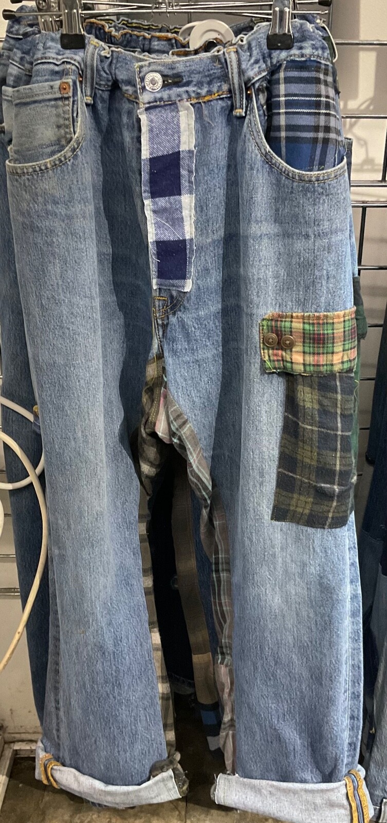 Random Vintage Upcycled Patchwork Flannel Jeans R… - image 7