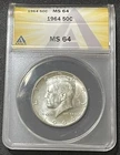 1964 KENNEDY HALF DOLLAR  ANACS MS-64