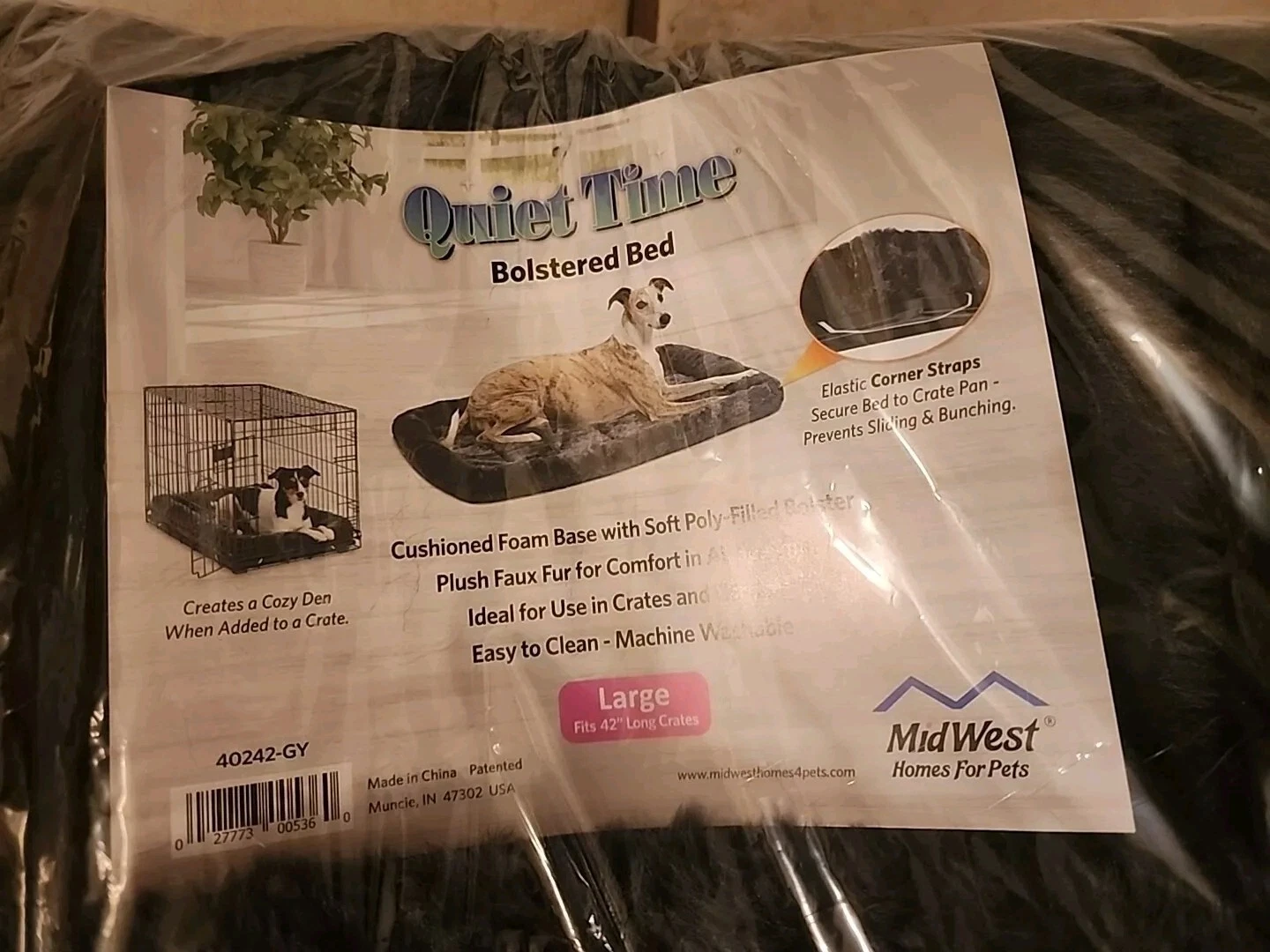 NEW 42 Inch Gray DOG Bed or CAT Bed/Comfortable Bolstered for Large Animal